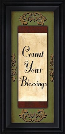Framed Words to Live By, Sage/GoldCount your Blessings Print