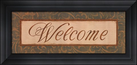 Framed Moss Gold Scroll I Print