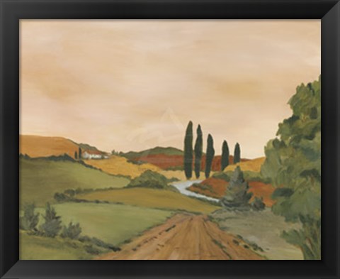 Framed Sunny Tuscan Road Print