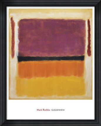Framed Untitled (Violet, Black, Orange, Yellow on White and Red), 1949 Print