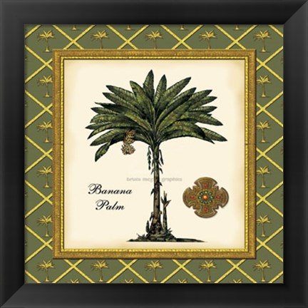Framed Banana Palm (Green) Print