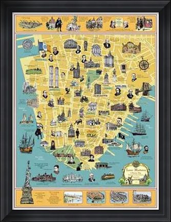 Framed History of Lower Manhattan Print
