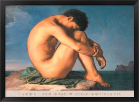 Framed Jeune Homme Nu Assis Au Boro De La Mer Print