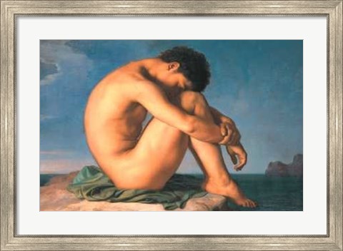 Framed Jeune Homme Nu Assis Au Boro De La Mer Print