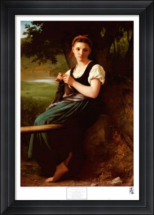 Framed Knitting Girl Print