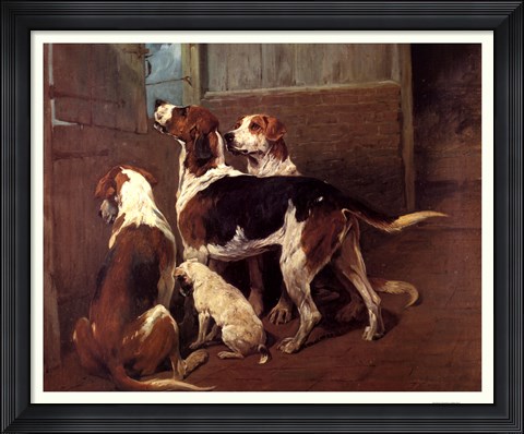 Framed Hounds By a Stable Door Print
