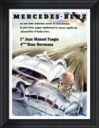 Framed Mercedez Benz, Italian Grand Prix, 1954 Print