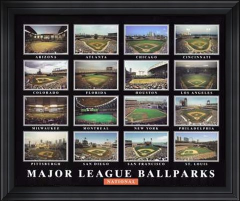 Framed Major League Ballparks - National League Print