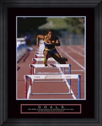 Framed Goals - Runner Jumping Hurdles Print