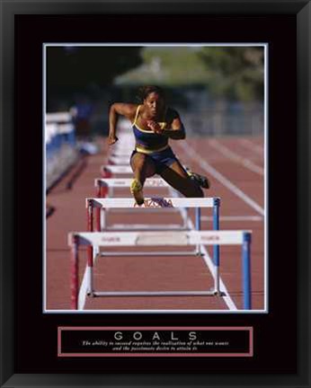Framed Goals - Runner Jumping Hurdles Print