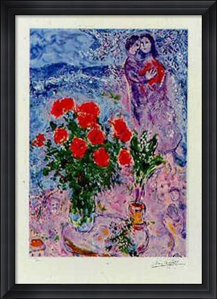 Framed Bouquet with Lovers Print