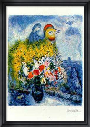 Framed Cog Avec Le Bouquet Jaune Print