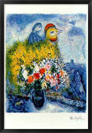 Framed Cog Avec Le Bouquet Jaune Print
