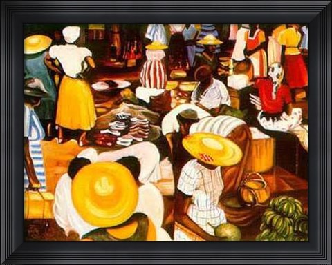 Framed Market Scene (Le) Print