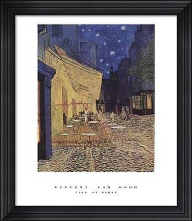 Framed Cafe Terrace on the Place du Forum, Arles, at Night, c.1888 Print