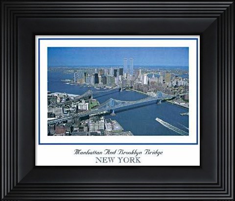 Framed Manhattan and Brooklyn Bridge Print