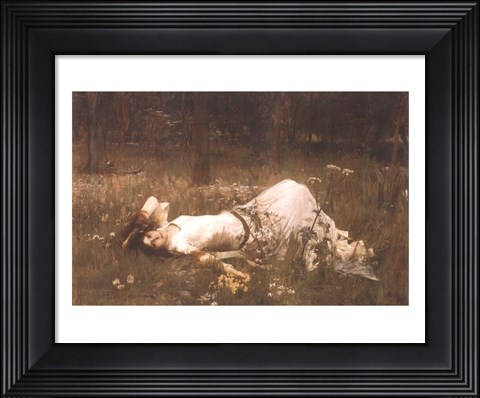 Framed Ophelia (lying in the meadow), 1905 Print