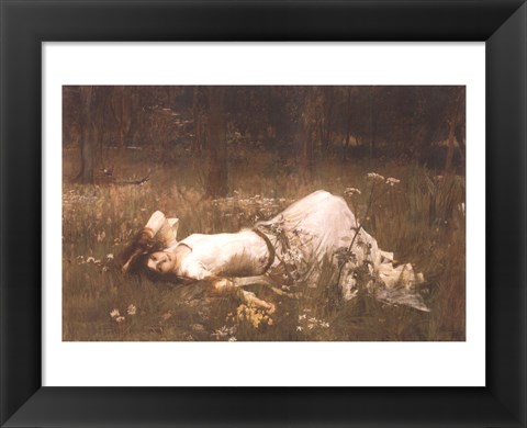 Framed Ophelia (lying in the meadow), 1905 Print