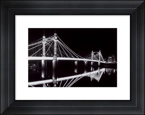 Framed Albert Bridge At Night Print