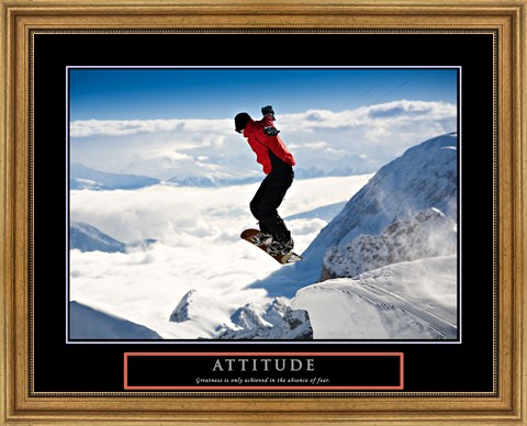 Framed Attitude - Snow Boarder Print