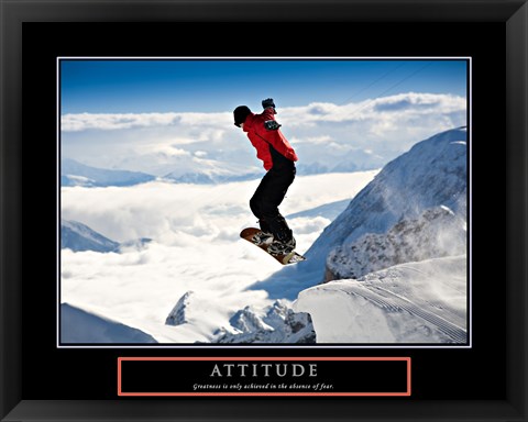 Framed Attitude - Snow Boarder Print