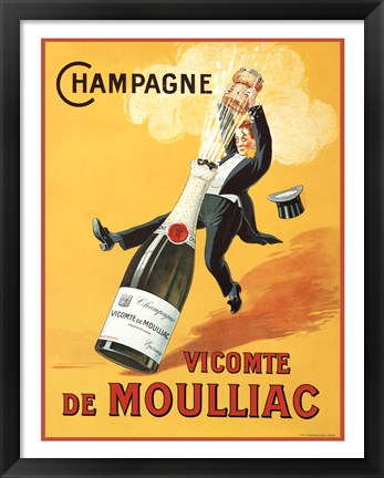 Framed Champagne Vicomte De Moulliac Print