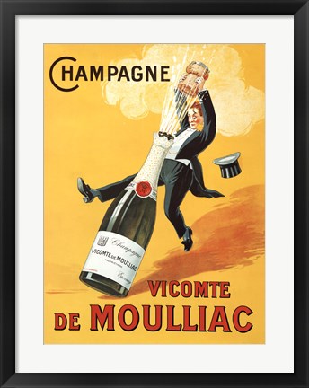 Framed Champagne Vicomte De Moulliac Print