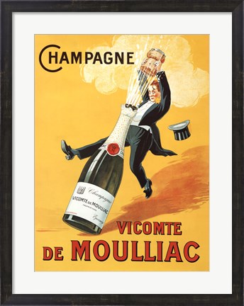 Framed Champagne Vicomte De Moulliac Print
