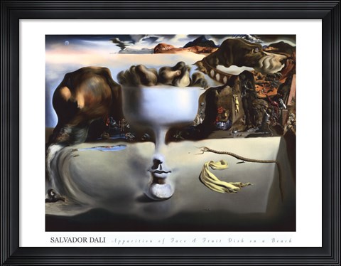 Framed Apparition of Face and Fruit Dish on a Beach, c.1938 Print
