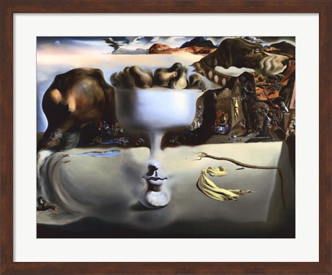 Framed Apparition of Face and Fruit Dish on a Beach, c.1938 Print