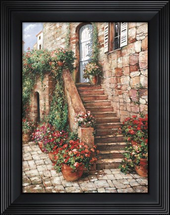 Framed Stone Stairway, Perugia Print