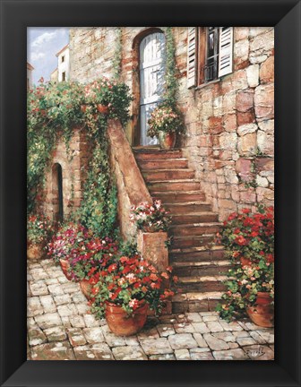 Framed Stone Stairway, Perugia Print