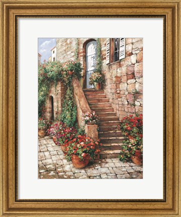 Framed Stone Stairway, Perugia Print
