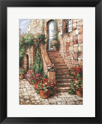 Framed Stone Stairway, Perugia Print