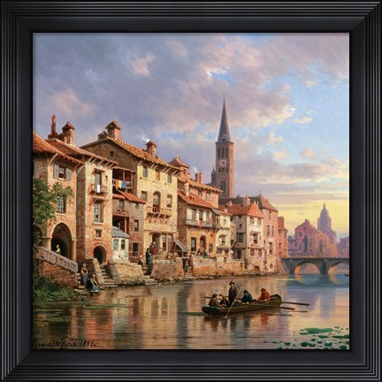 Framed Riverside Village I Print