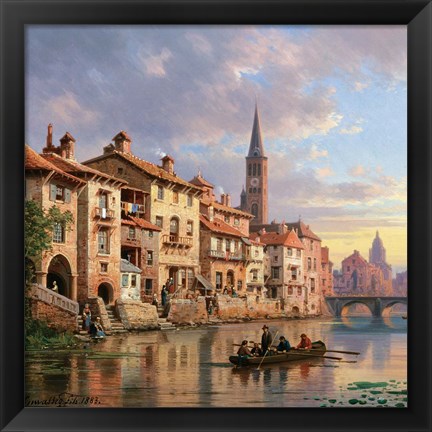 Framed Riverside Village I Print