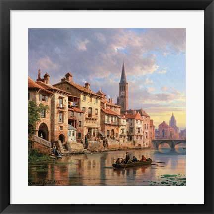 Framed Riverside Village I Print