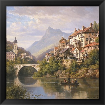 Framed Riverside Village II Print