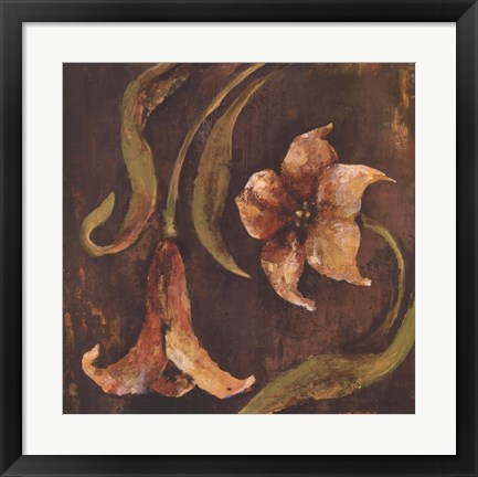 Framed Flowers and Leaves I Print