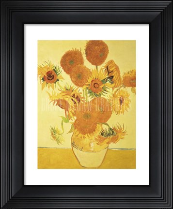 Framed Sunflowers on Gold, 1888 Print