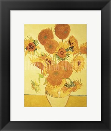 Framed Sunflowers on Gold, 1888 Print