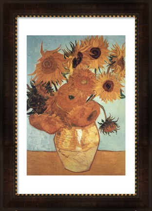 Framed Sunflower on Blue, c.1888 Print