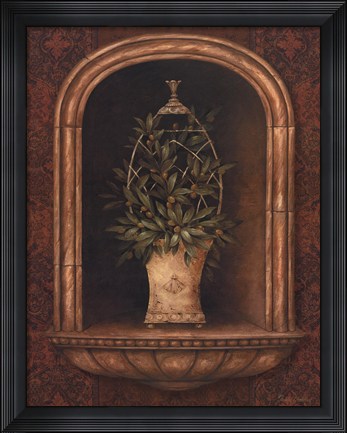 Framed Olive Topiary Niches I Print