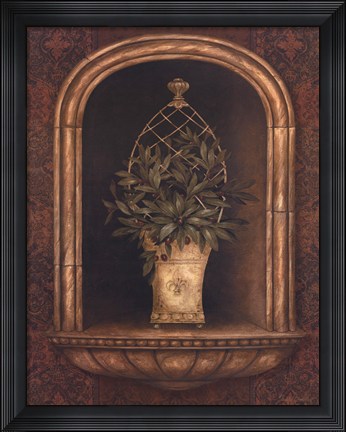 Framed Olive Topiary Niches II Print