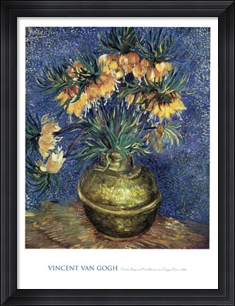 Framed Crown Imperial Fritillaries in a Copper Vase, 1886 Print