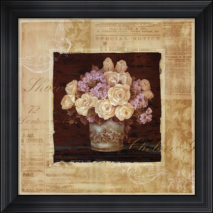 Framed Vintage Rose Yellow Print