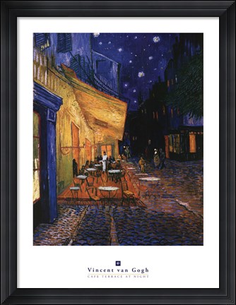 Framed Cafe Terrace on the Place du Forum, Arles, at Night, c.1888 Print