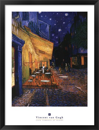 Framed Cafe Terrace on the Place du Forum, Arles, at Night, c.1888 Print