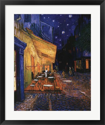 Framed Cafe Terrace on the Place du Forum, Arles, at Night, c.1888 Print