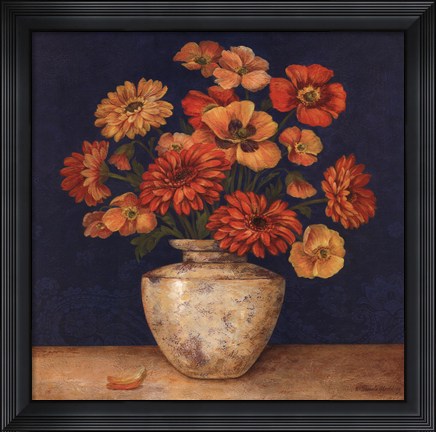 Framed Poppies And Indigo I Print